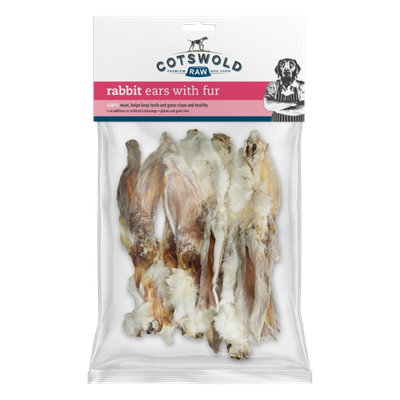 Cotswold Raw Natural Dried Treat Rabbit with Fur Ears 100g