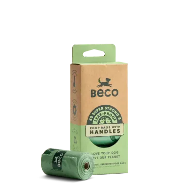 Beco Poop Bags with Handles Unscented 60 Bags 4x15