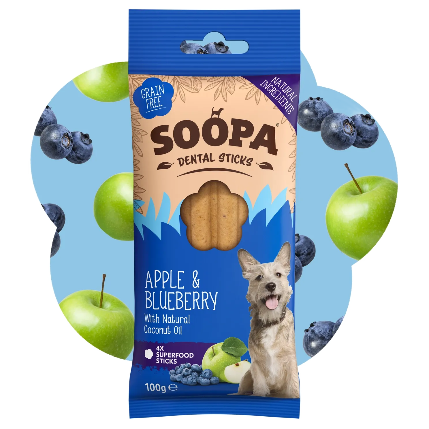 Soopa Apple &amp; Blueberry Dog Dental Sticks