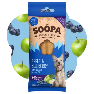 Soopa Apple &amp; Blueberry Dog Dental Sticks