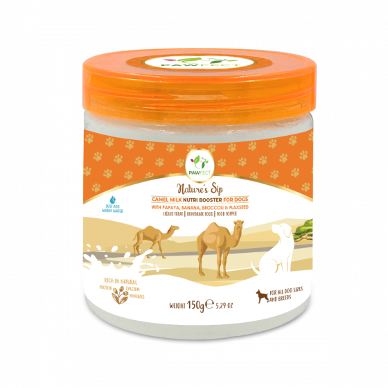 Pawfect Nature's Sip Camel Milk Powder with Papaya, Banana, Broccoli &amp; Flaxseeds for Dogs 150g