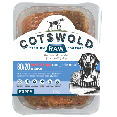 Cotswold Raw 80/20 Puppy Working Beef and Tripe Mince 500g