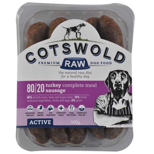 Cotswold Raw 80/20 Adult Working Turkey Sausage 500g