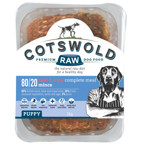 Cotswold Raw 80/20 Puppy Working Beef and Tripe Mince 1kg