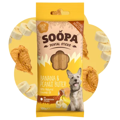 Soopa Banana &amp; Peanut Butter Dog Dental Sticks