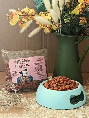 Betty Miller Grain Free Salmon & Dill Mini Paws 400g Betty Miller Grain Free Salmon & Dill Mini Paws 400g