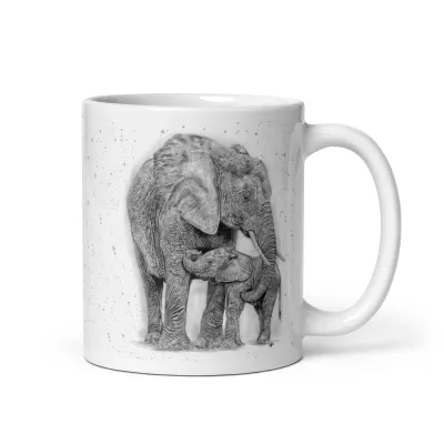 MJL Art Elephant &amp; Calf Mug