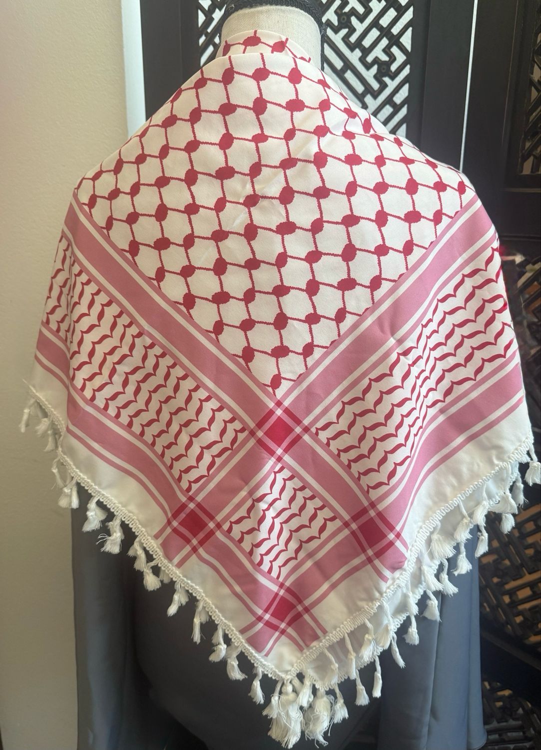 Red Silk Print Keffiyeh
