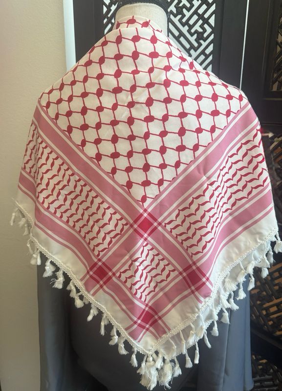 Red Silk Print Keffiyeh