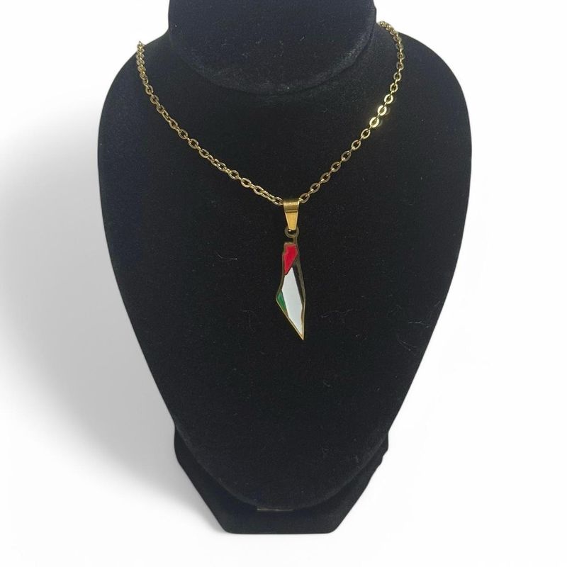 Palestine Map Stainless Steel Gold Necklace