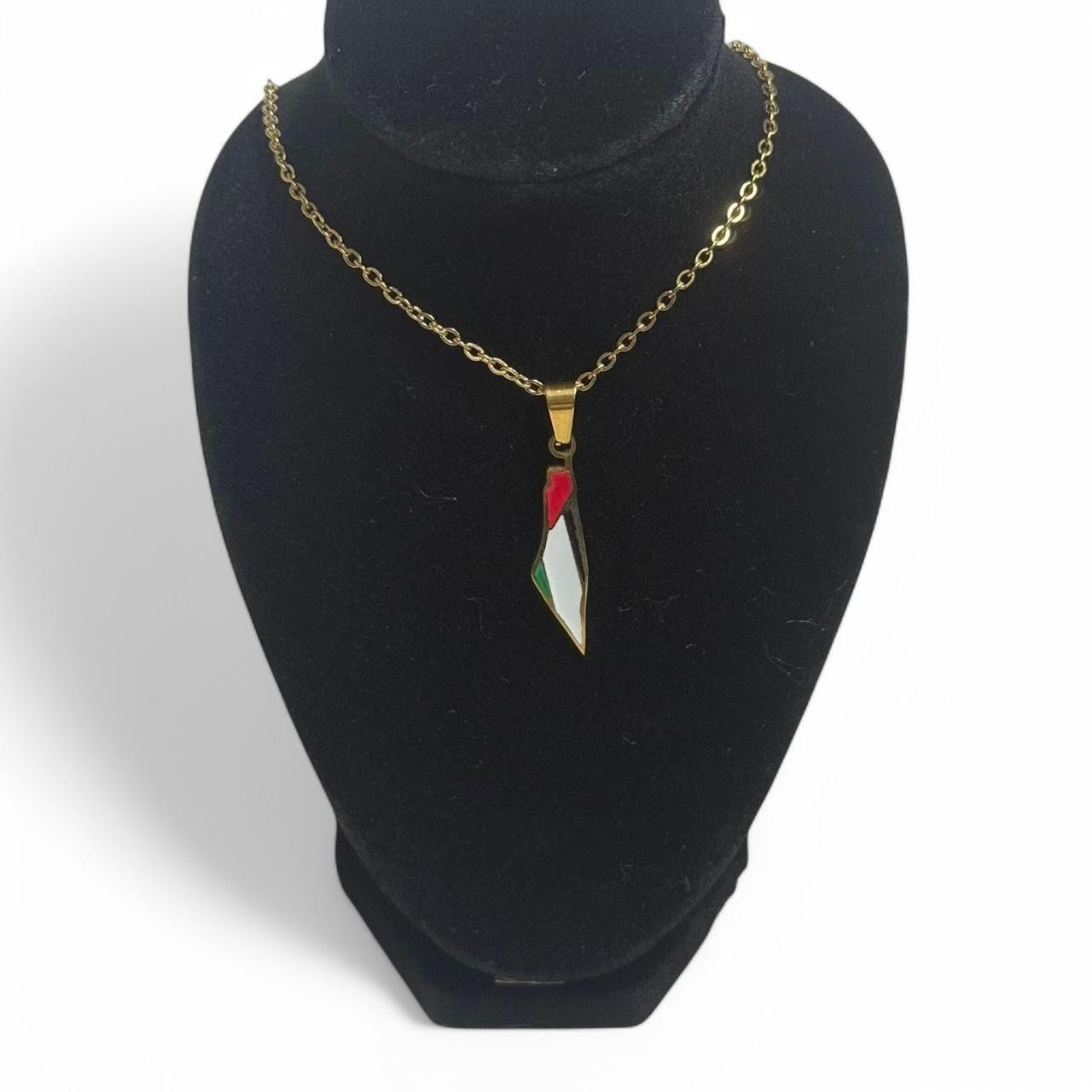 Palestine Map Stainless Steel Gold Necklace