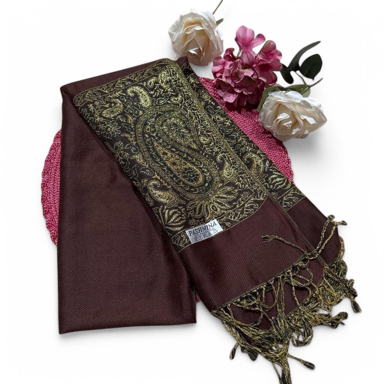 Mahogany Shimmer Pashmina Shawl