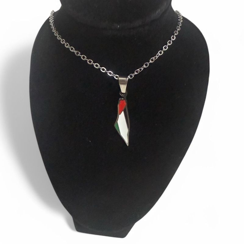 Palestine Map Stainless Steel Silver Necklace