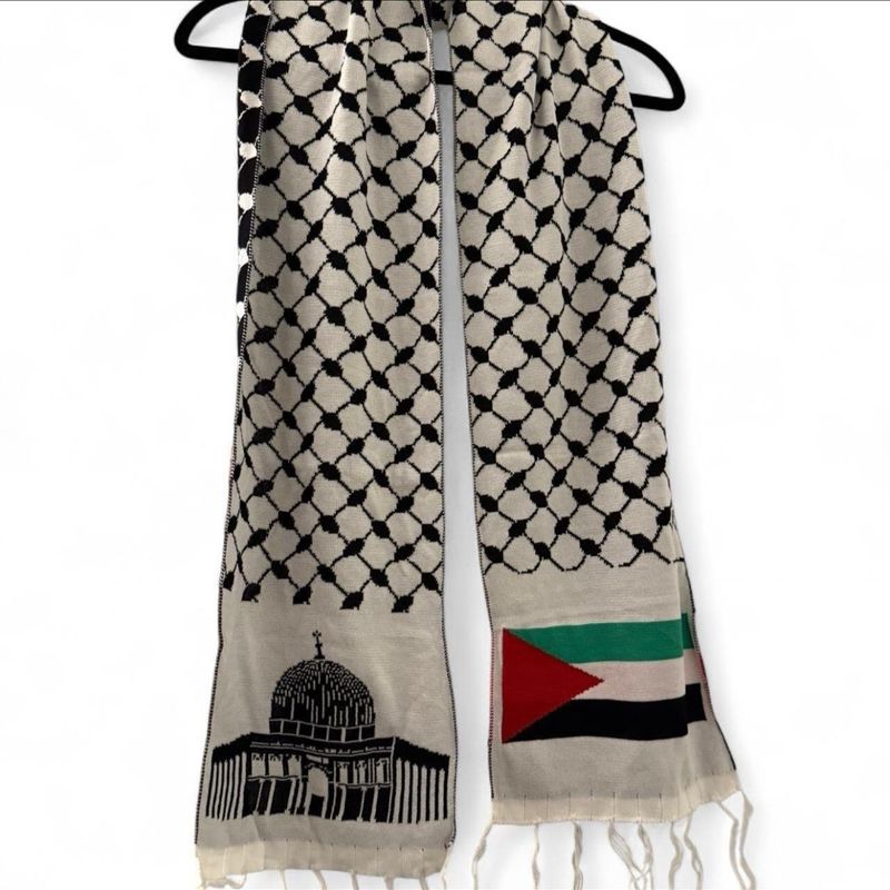 Keffiyeh Shawl with Flag &amp; Masjid Al-Aqsa