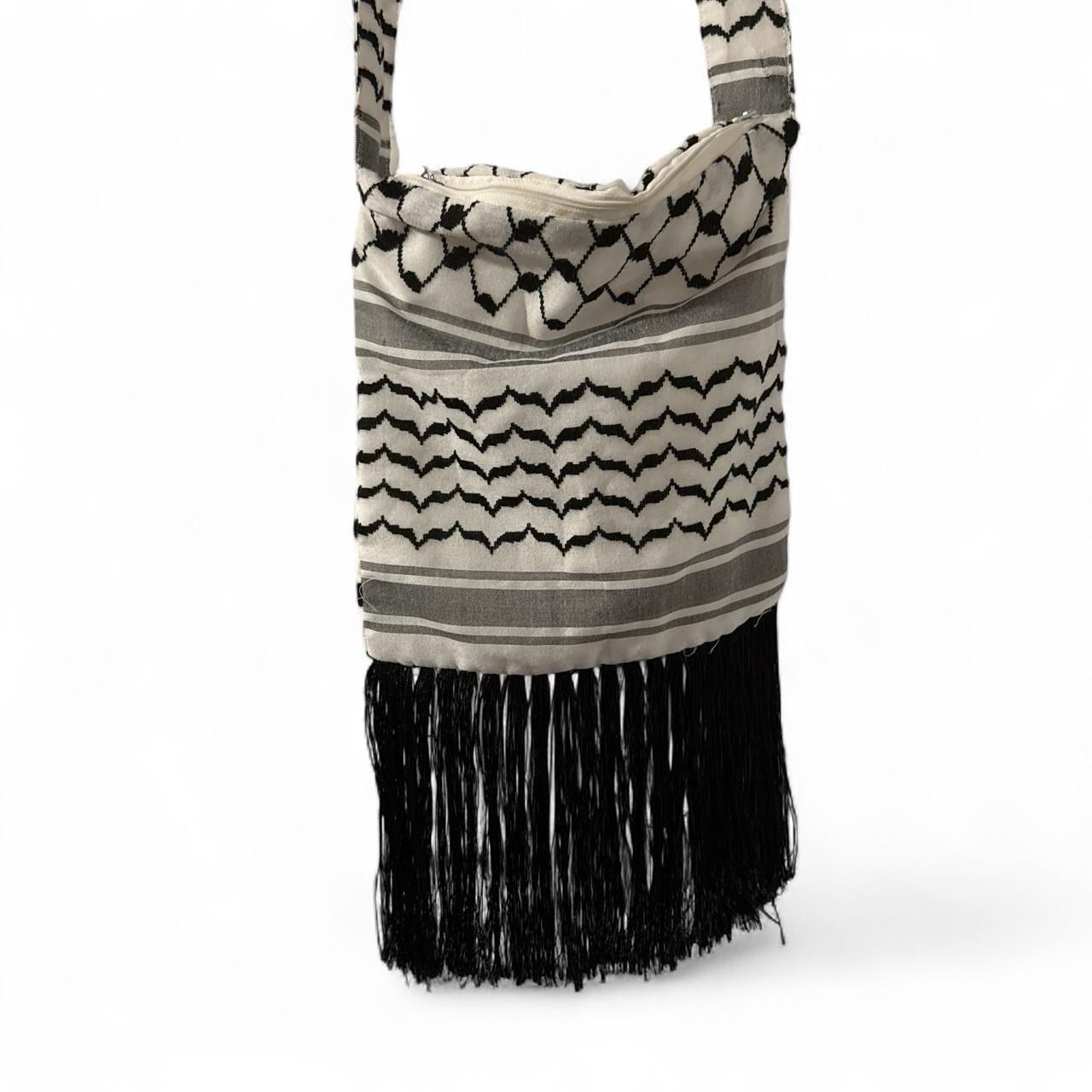 Original White/Black Woven Keffiyeh Crossbody Handbag