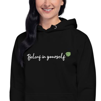 Embroidered Hoodie &#39;Beleaf In Yourself&#39;