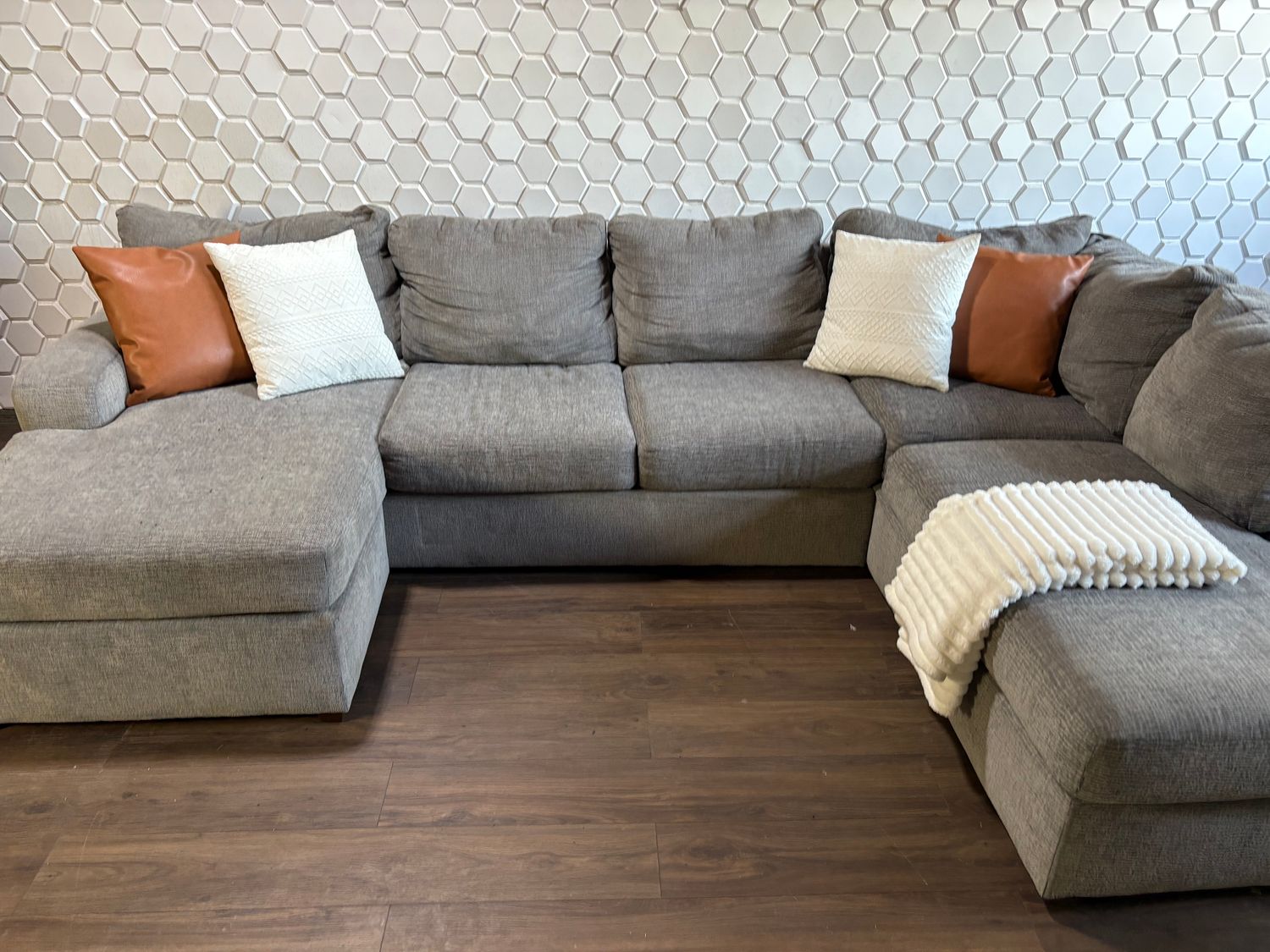Modern Medium Grey Family Sized Sectional with 2 Chaise Lounges