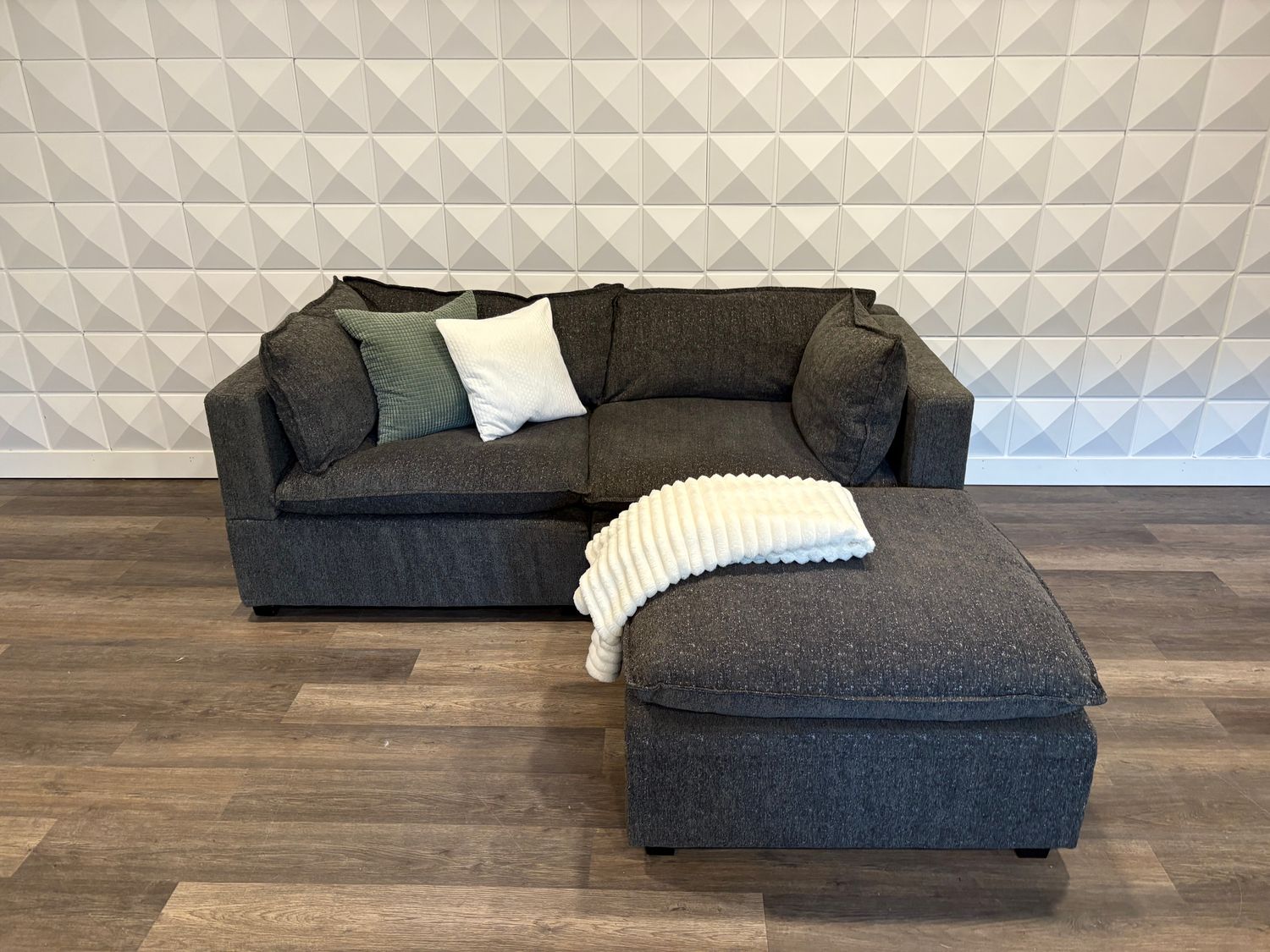 (ALBANY PARK) Modern Midnight Grey Apartment Sized Modular Sectional with down-filled cushions