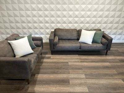 Modern Midnight Grey Vegan Suede Couch &amp; Loveseat Set