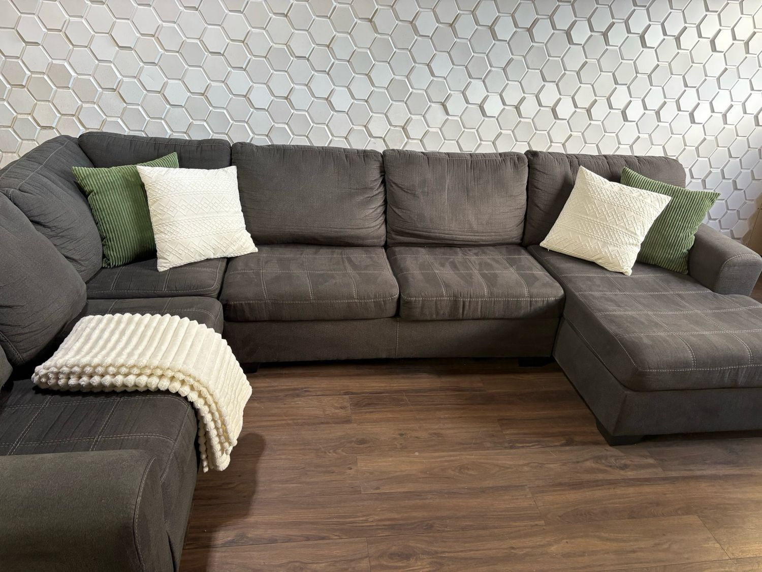 Massive modern midnight Grey U-Shaped Sectional With Chaise