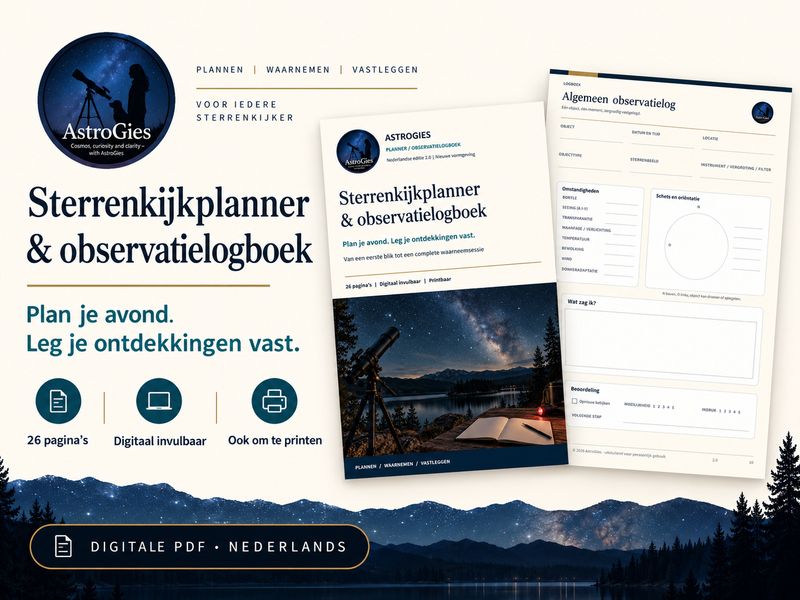 Sterrenkijkplanner en observatielogboek: invulbare Nederlandse PDF met Messier-checklist