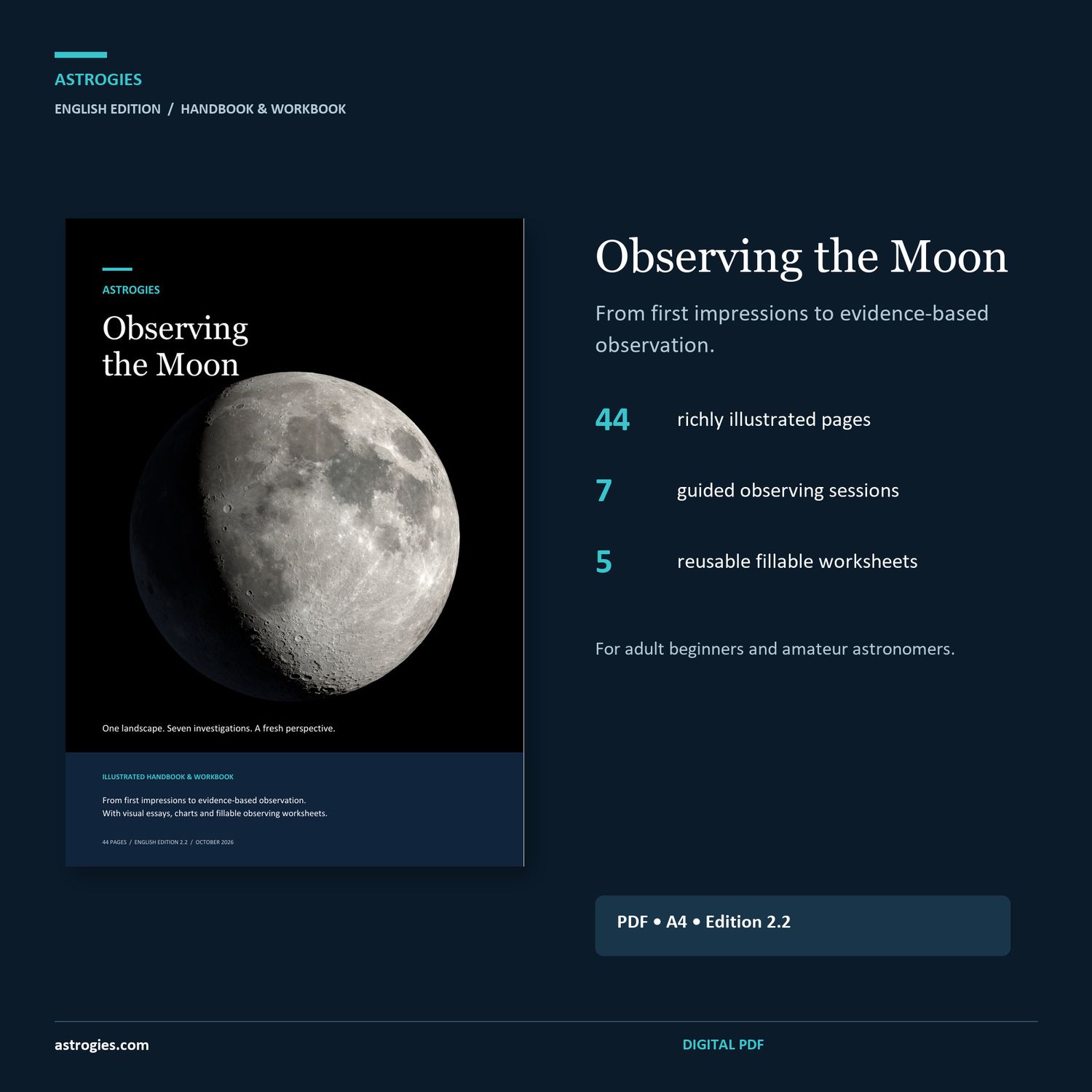 Observing the Moon - illustrated handbook and workbook (PDF, English)