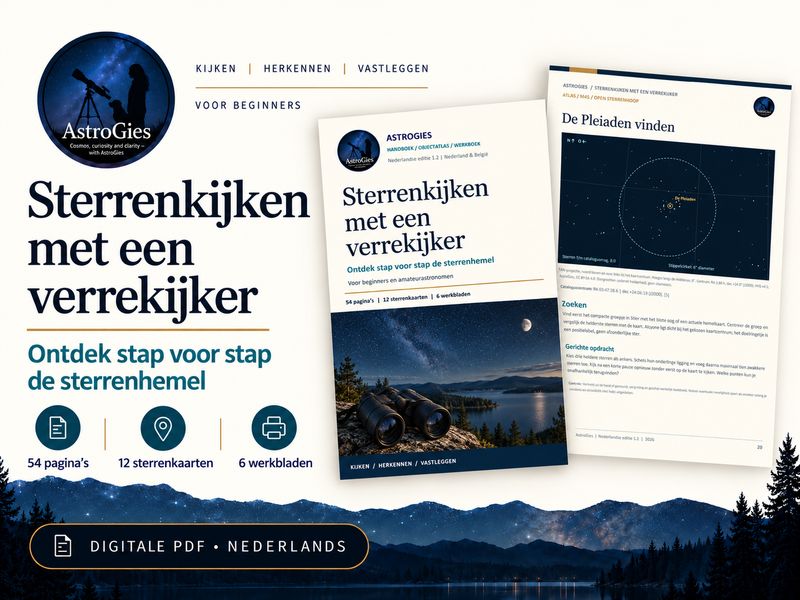 Sterrenkijken met een verrekijker: Nederlands PDF-handboek met 12 sterrenkaarten