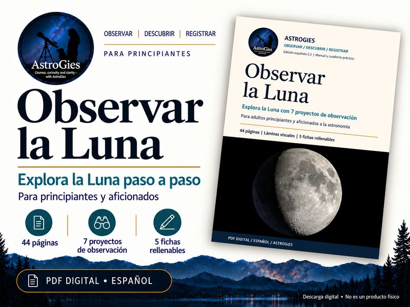 Observar la Luna - manual ilustrado y cuaderno de observación, PDF de 44 páginas, Español