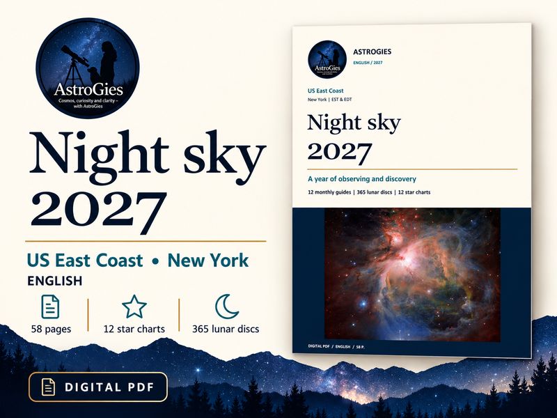 Night Sky 2027 - US East Coast Astronomy Calendar, New York Reference, 58-Page PDF, English