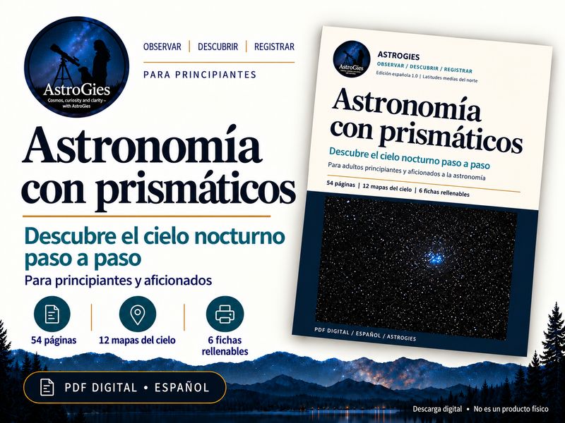 Astronomía con prismáticos – manual ilustrado y cuaderno práctico, 54 páginas PDF, español