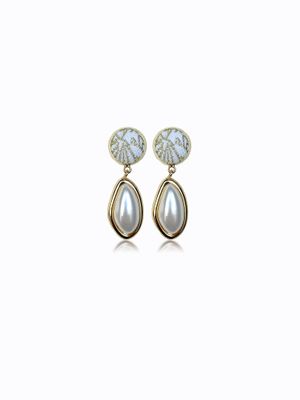 Pearl Drop Silk Earring, White