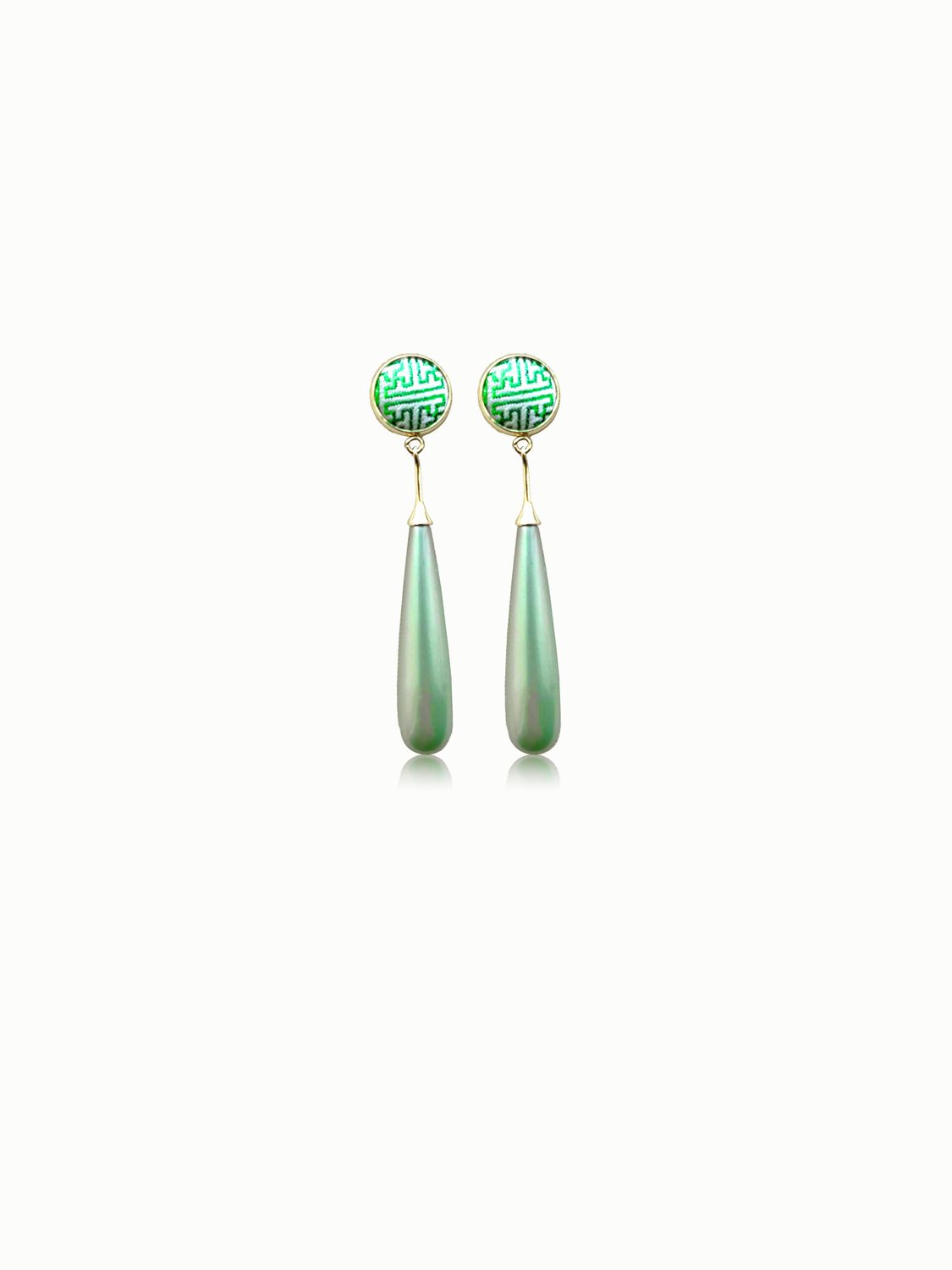 Pearl Drop Earrings, Green