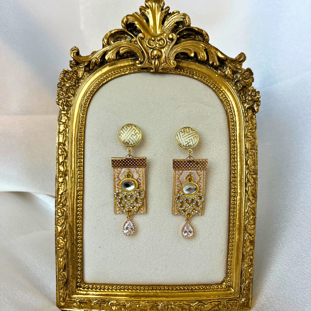 Banner Drop Earrings, White