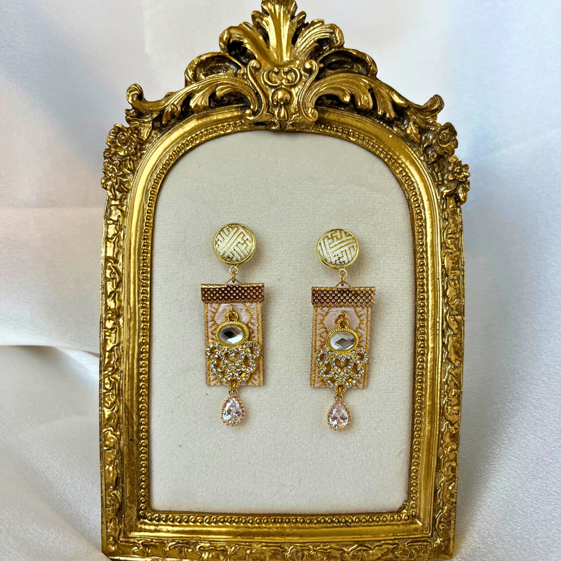 Banner Drop Earrings, White