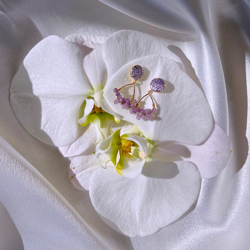 Lavender Gem Earrings, Purple