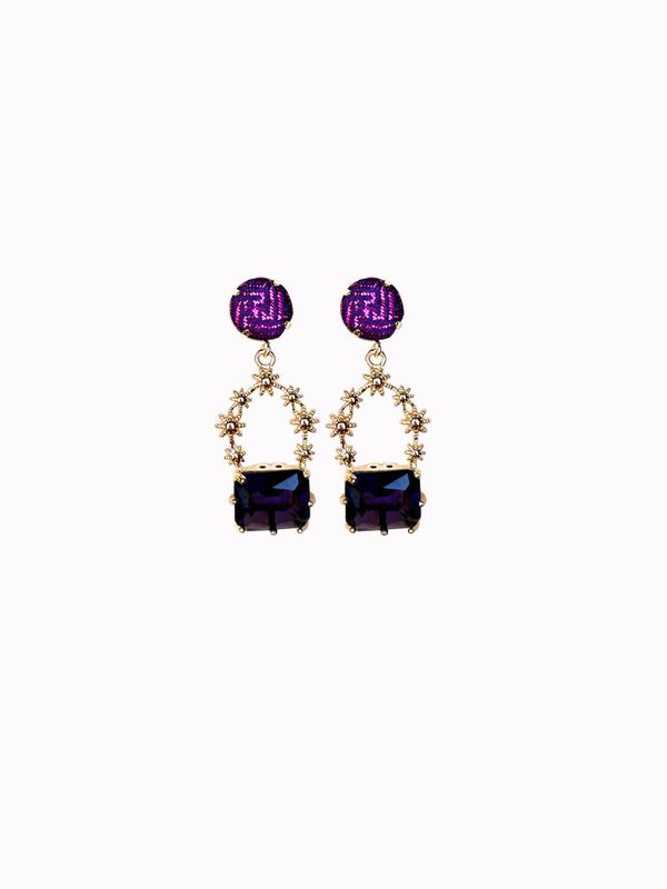Violet Night Silk Earring, Purple