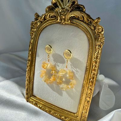 Stone Drop Earrings, Yellow