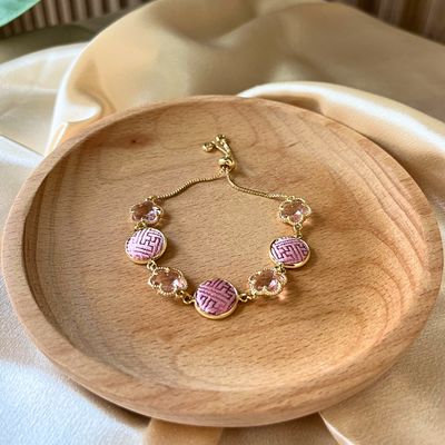 Vintage Infinity Bracelet, Pink