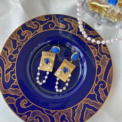 Banner Drop Earrings, Gold