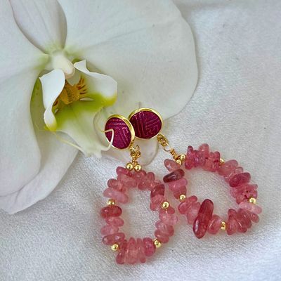 Stone Drop Earrings, Pink
