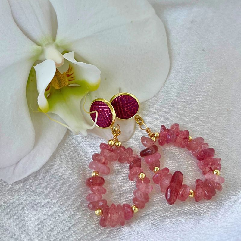 Stone Drop Earrings, Pink