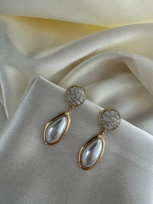 Pearl Drop Silk Earring, White