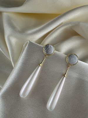 Pearl Drop Earrings, White