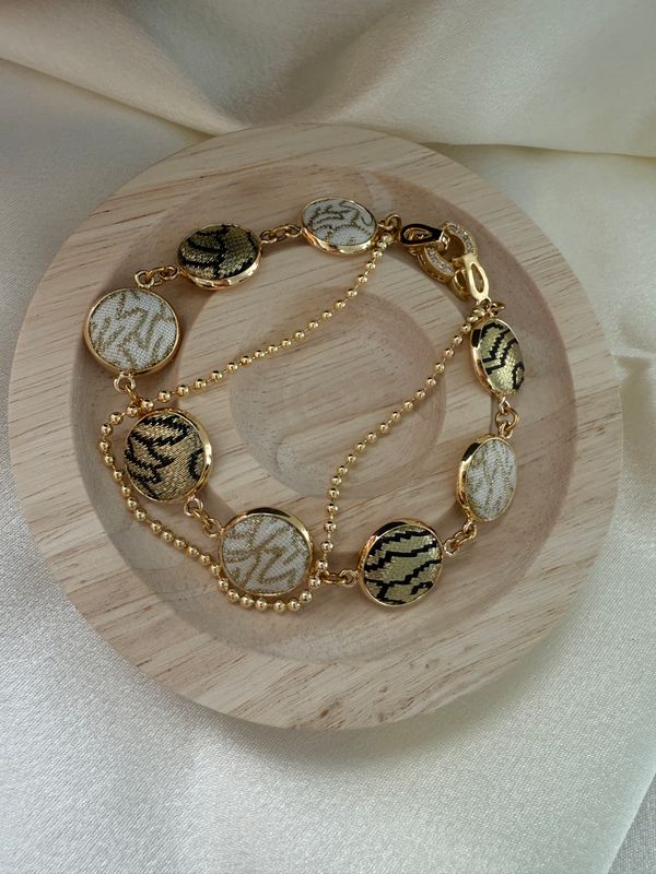 Double Chain Bracelet, Black/White