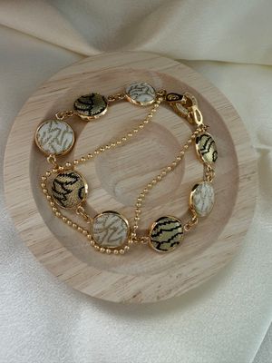 Double Chain Bracelet, Black/White