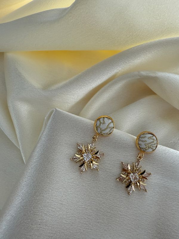 Handmade Snowflake Sparkler Statement Silk Earrings