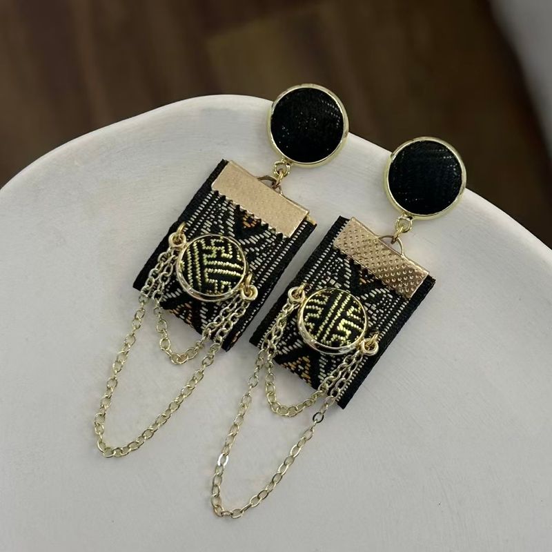 Banner Drop Earrings, Black