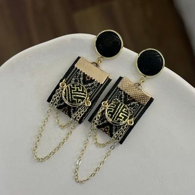 Banner Drop Earrings, Black