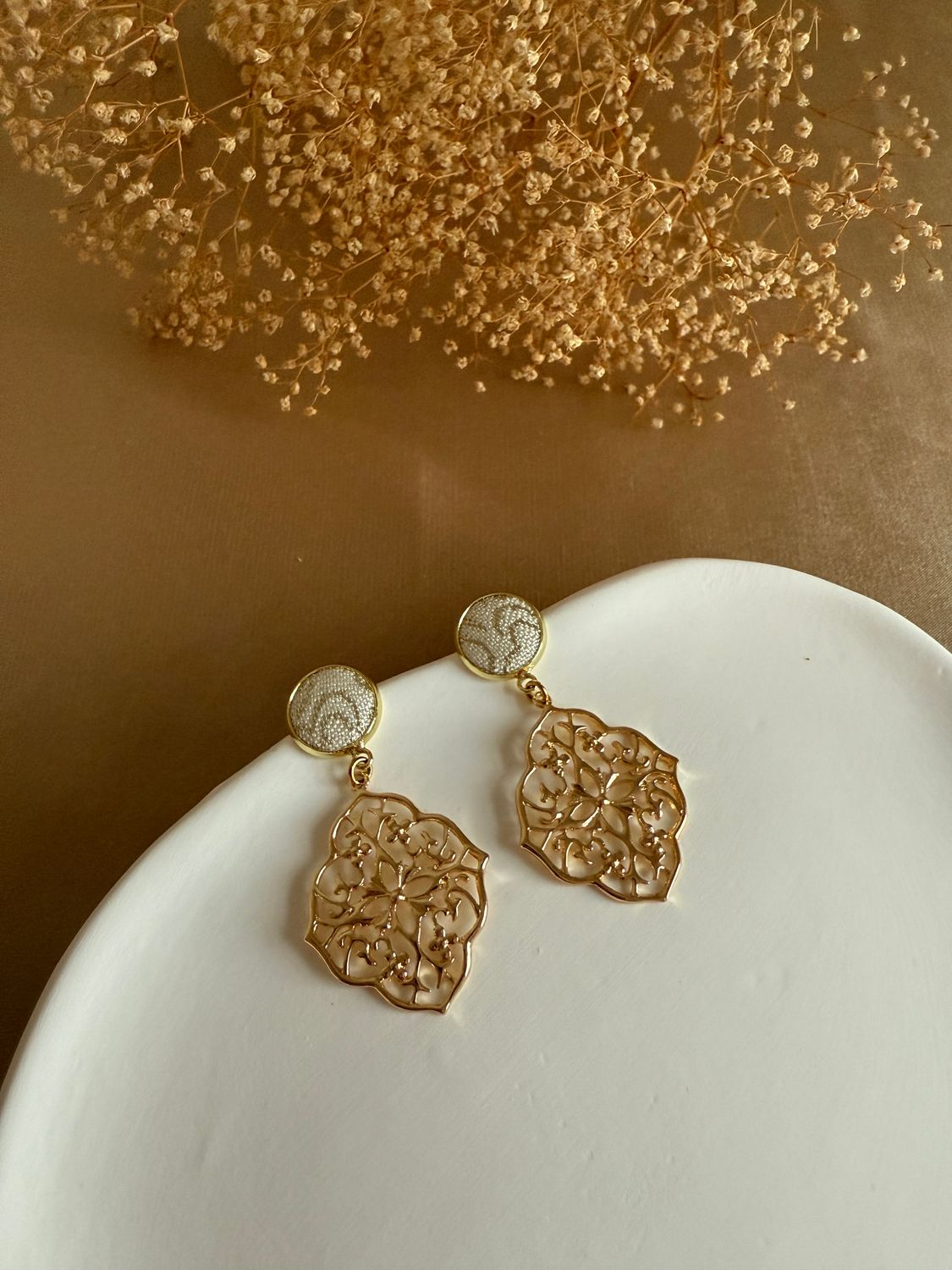 Delicate Ivory Filigree Earrings
