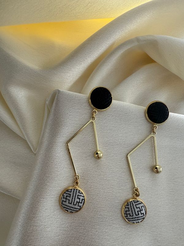 Geometric Silk Earrings, Black